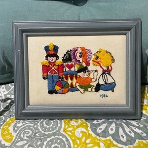 Vintage Crewel “Soldier In Toyland”Framed Art 1984